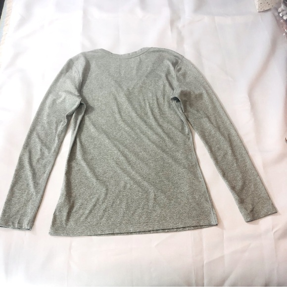 Nike Dri-Fit V Neck Gray Long Sleeve Shirt - Picture 15 of 16